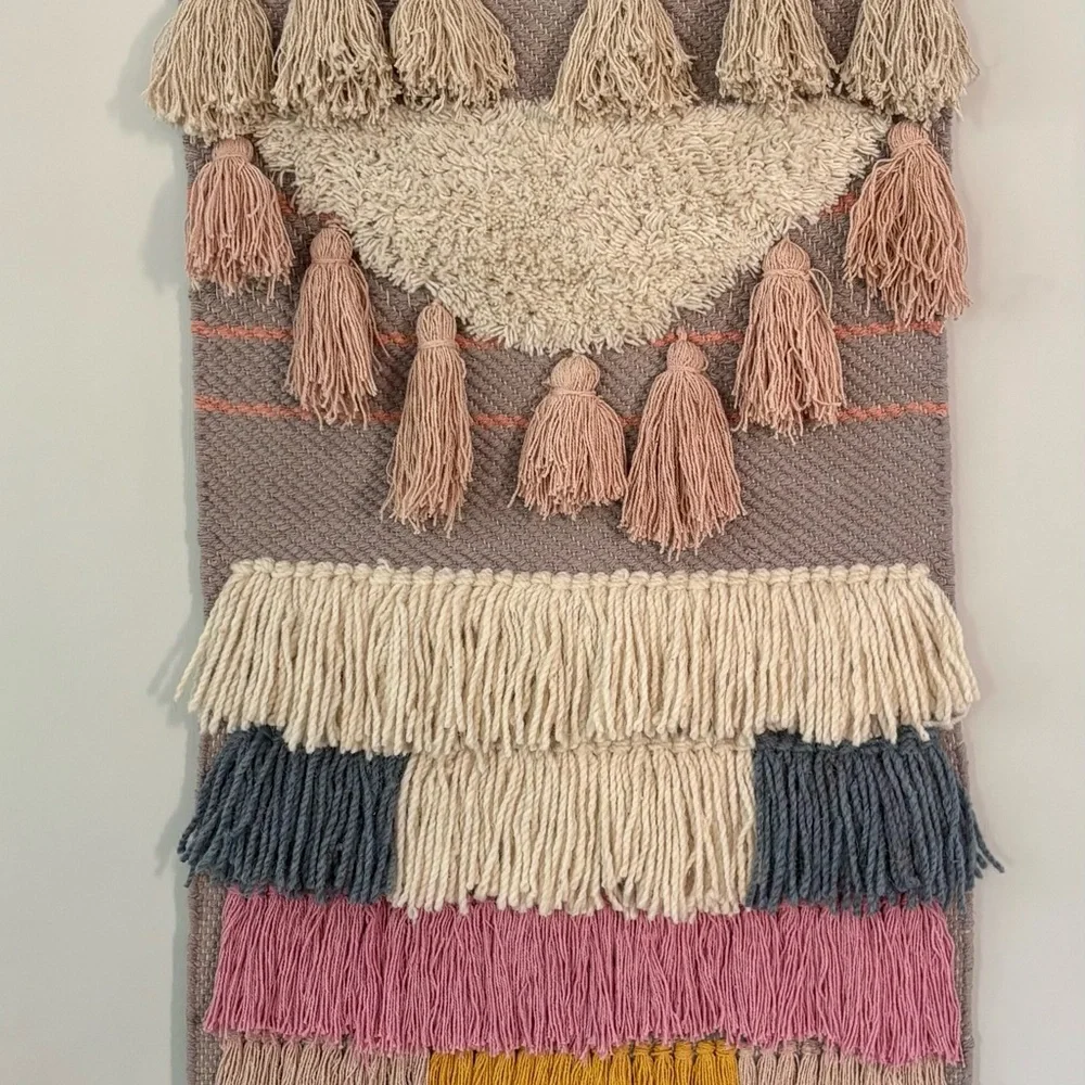 Berry + Clay Home Large Fringed Pastel Wall Hanging Boho